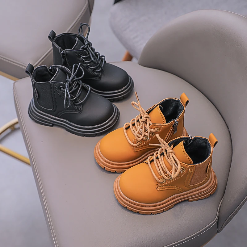 

Children Chelsea Boots Martin Shoes Kids Baby Leather Ankel Shoes Toddler Boys Girls Square Heel Ankle Shoes 3-14Y Autumn Winter