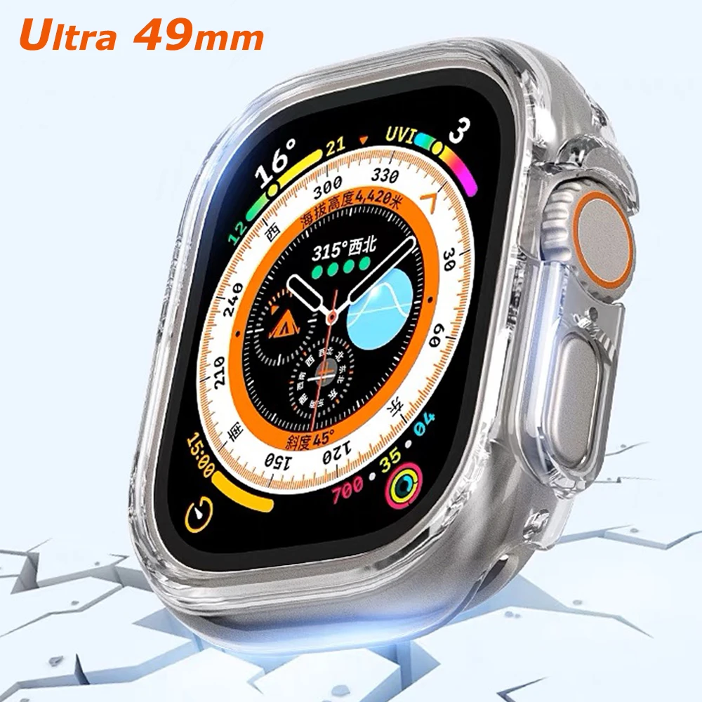 

Прозрачный защитный чехол карамельного цвета из поликарбоната для Apple Watch Ultra 49 мм бампер Рамка Жесткий защитный пластиковый чехол для iWatch с...
