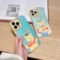 bandai winnie the pooh cartoon laser phone cases for iphone 13 12 11 pro max xr xs max 8 x 7 couple anti drop soft tpu cover