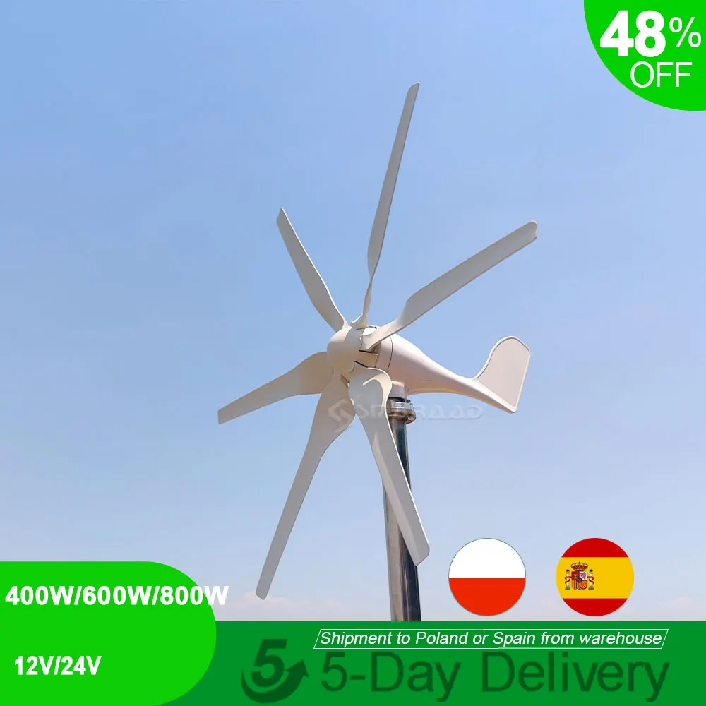 

Small Wind Turbine Generator EU Warehouses 400W 600W 800W 3/5/6 Blades Windmill 12V 24V For Home Farm Street Lamps Use