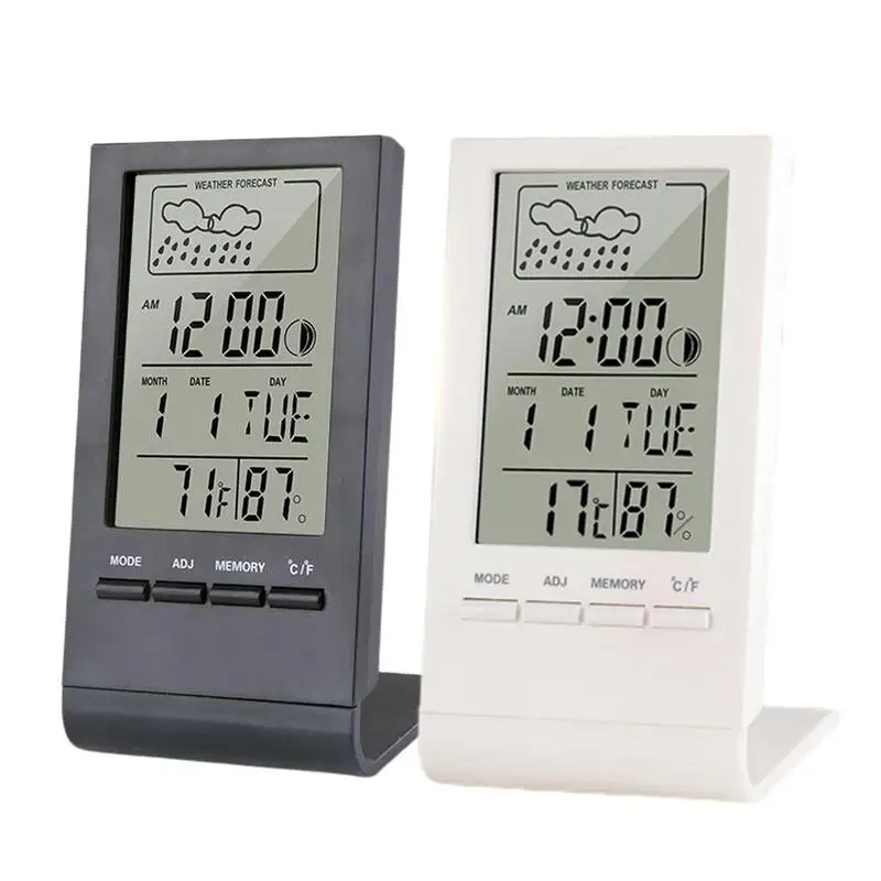 

Mini Digital Thermometer Hygrometer Indoor Temperature Humidity Meter Gauge Clock Weather Station Forecast Max Min Value Display