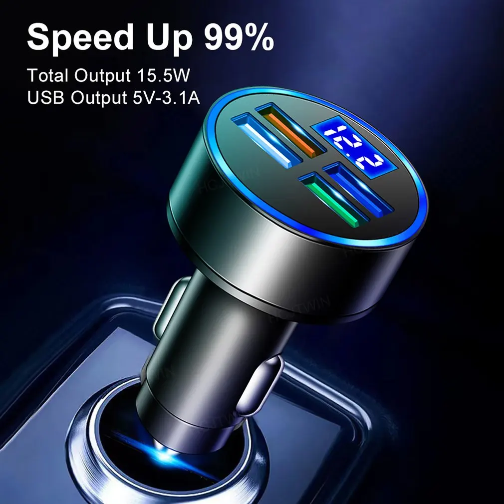 

Автомобильное зарядное устройство с 4 USB-портами и цифровым дисплеем