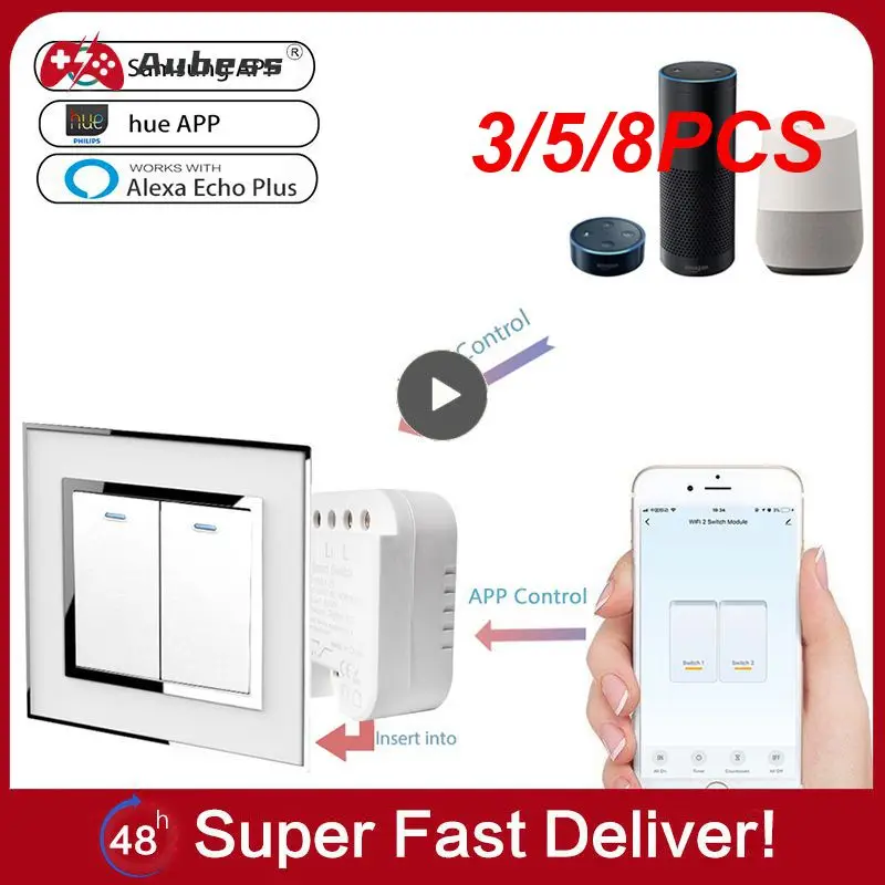 

3/5/8PCS Hands-free 1 Gang Tuya Zigbee 3.0 Smart Switch Remote Control Relay Module 110v- 240v/ac Smart Switch Switch