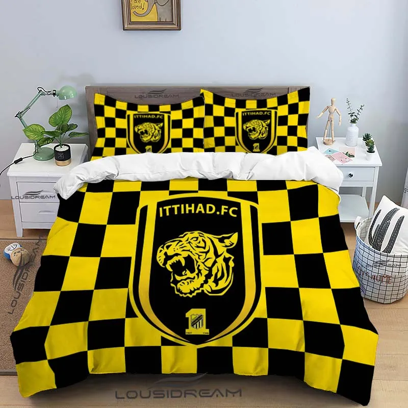 

Al Ittihad club Comforter Cover Bedding Set King Size Football Team Duvet Cover Sheet Pillowcase 100% Bamboo Fiber Bed Set