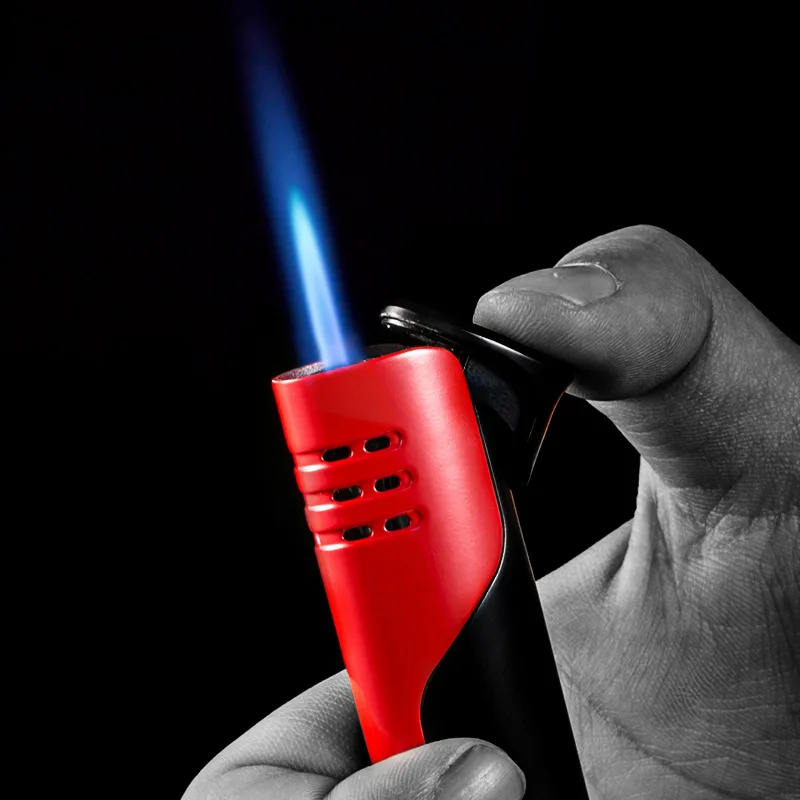 

Direct Charge Inflatable Lighter Straight Flame Windproof Lighter Cigar Lighter Metal Personality Creative Gift for Boyfriend