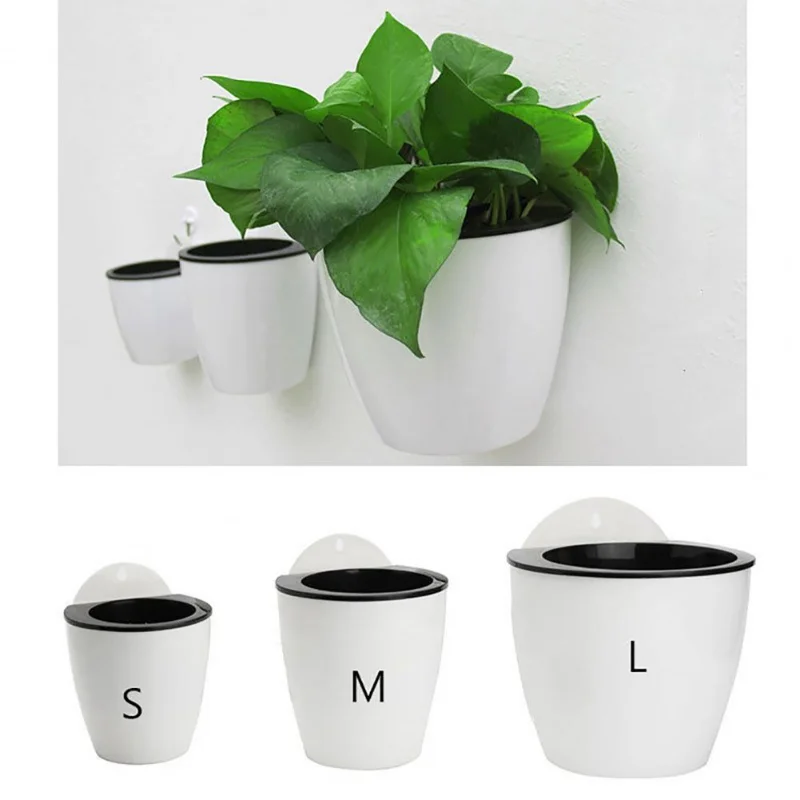 

Self-Watering Plant Flower Pot Wall Hanging Plastic Flower Pot Planter House Garden Wall Decoration Lazy Plant Pot