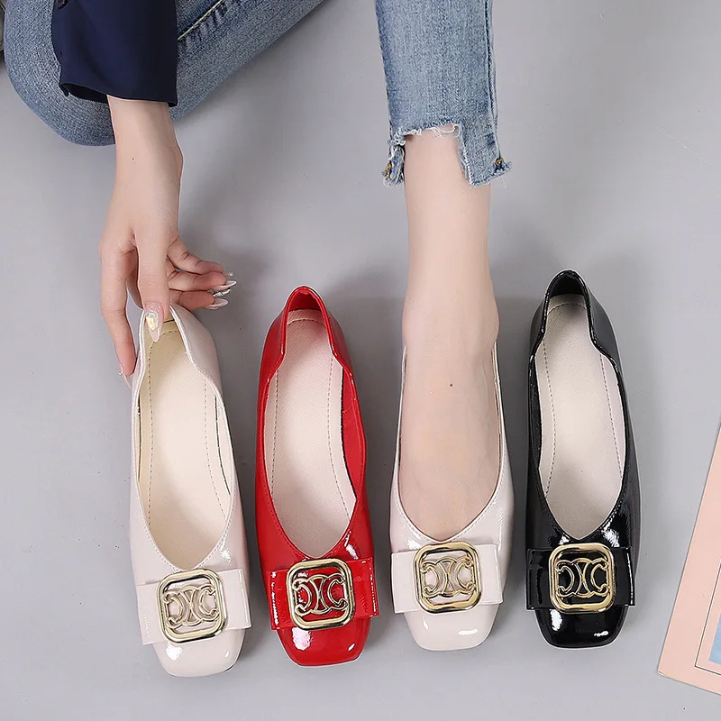 

2023 New Casual Fashion Slip-on Ballerina Patent Pu Loafers Spring Autumn lady Footwear Women Flat Shoes