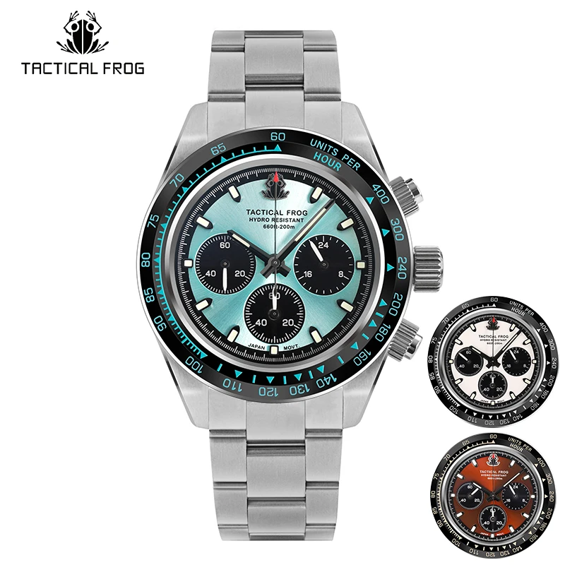 Tactical Frog VS75 Solar Chronograph Men Watch V2 41mm Quartz Movement Sapphire C3 Luminous 20Bar Waterproof Luxury Wrist Watch enlarge