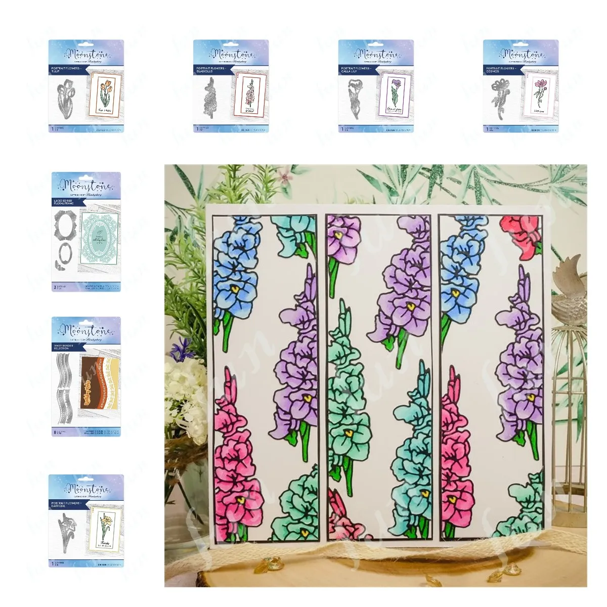 

Wavy Lace Edged Floral Frame Die Spring Flowers Daffodil Cosmos Calla Lily Tulip Gladiolus Diy Paper Cards Decor Metal Cut Dies