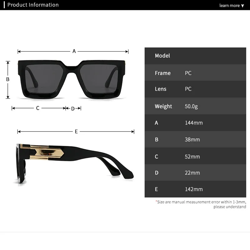 Солнцезащитные очки с квадратной оправой UV400 для мужчин и женщин классические