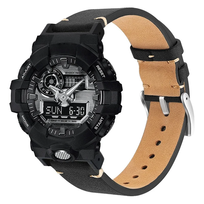 Фото Ремешок из натуральной кожи 16 мм для часов Casio G-SHOCK GA110 100 120 GA900 GA2100 DW-5600 GW-B5600 GW-M5610, аксессуары для спортивного ремешка №3