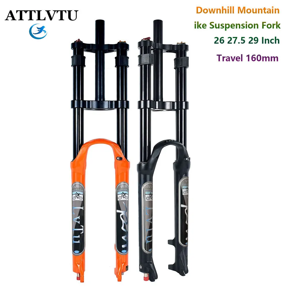 

Downhill Mountain Bicycle Suspension Air Fork 26 27.5 29 In 180mm Travel Double Shoulder MTB Bike Shock Absorber, Rebound Adjust