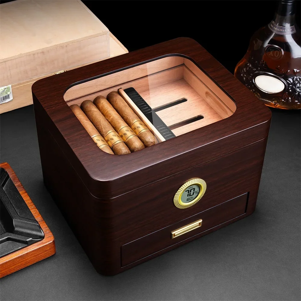 Хьюмидор для сигар из кедрового дерева с электронным гигрометром увлажнитель