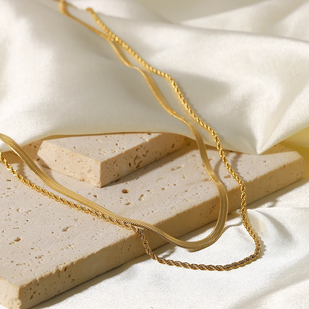 Стильное модное плоское позолоченное ожерелье-цепочка Uworld 18 карат с