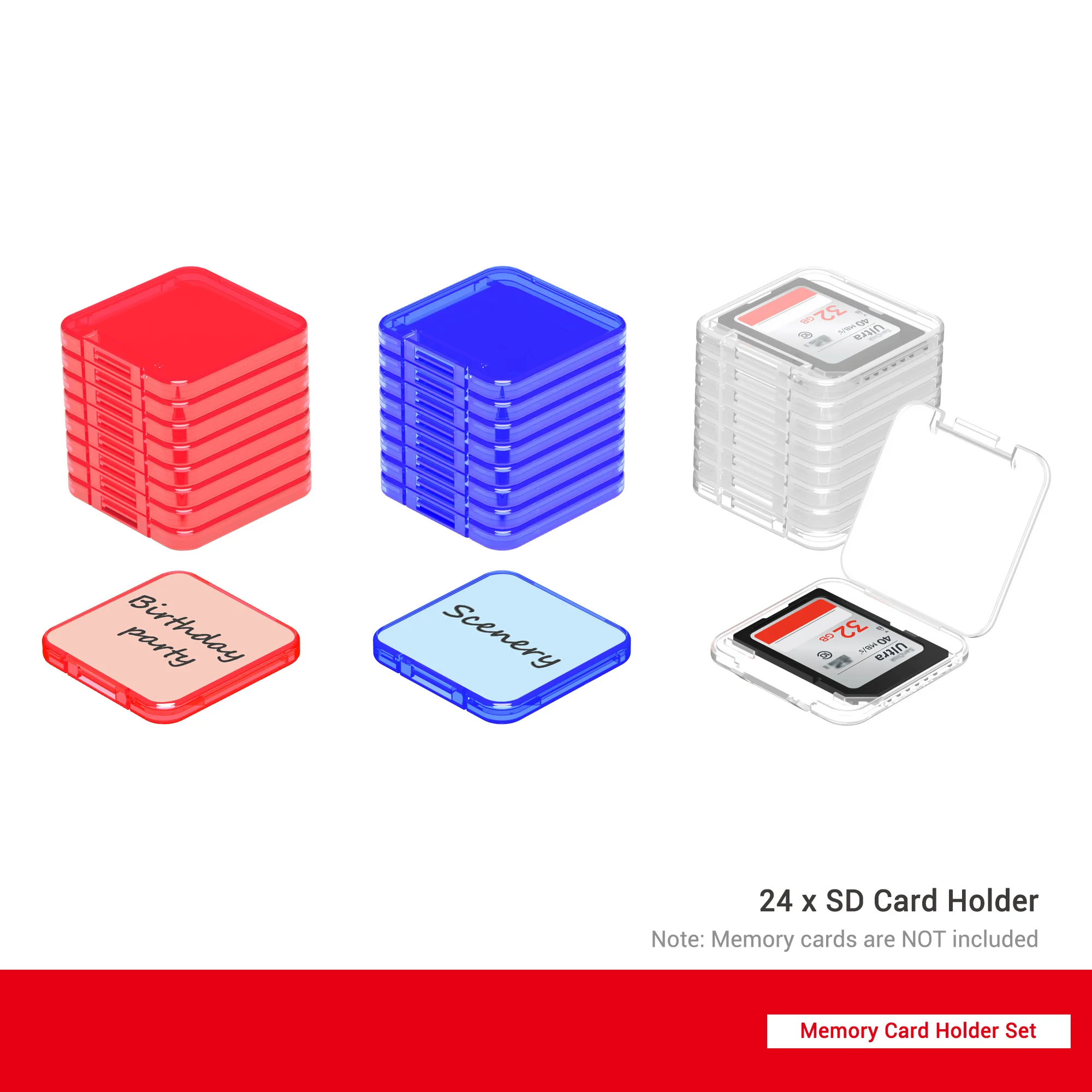 Пластиковые карточки для SD-карт 24 шт