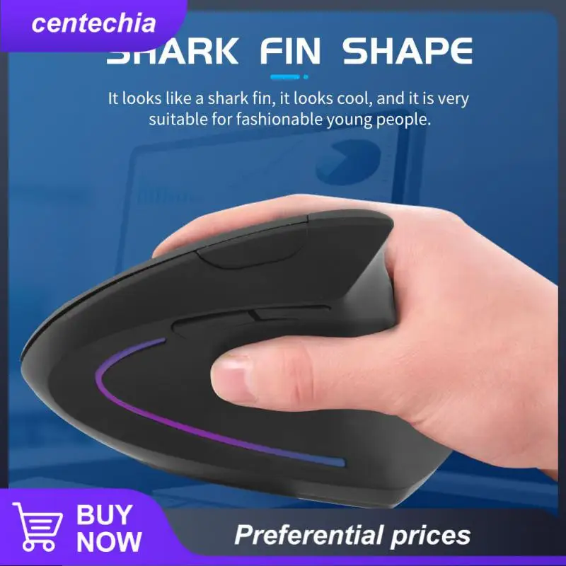 

New Vertical Mouse Charging Right Hand Mice 2.4g Usb Mouse For Pc Laptop Office Home Ergonomic Upright Mouse Gaming Cool Shark