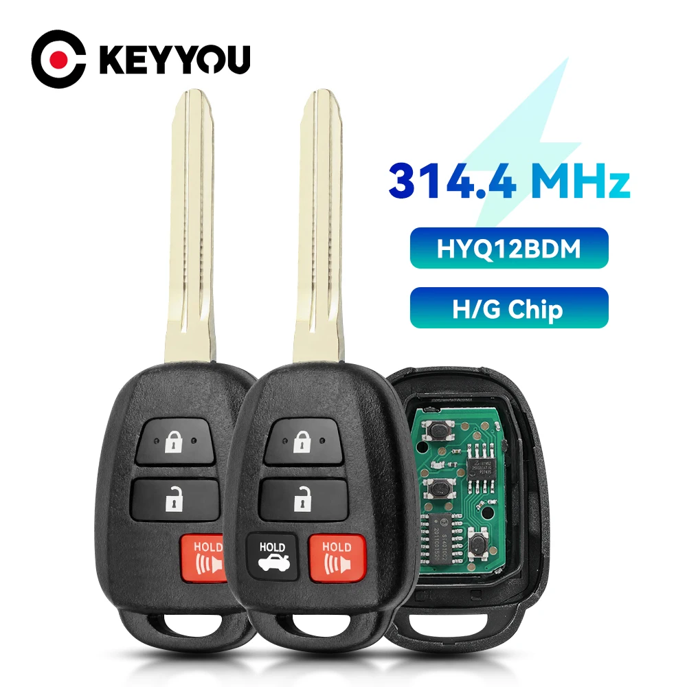 

KEYYOU Remote Control Key G/H Chip 314.4Mhz For Toyota Camry Corolla 2012-2017 HYQ12BEL HYQ12BDM 3/4 Buttons Car Key