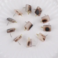 10pcs brown color acrylic stud earring geometric base earrings connector for diy jewelry making accessories supplies wholesale