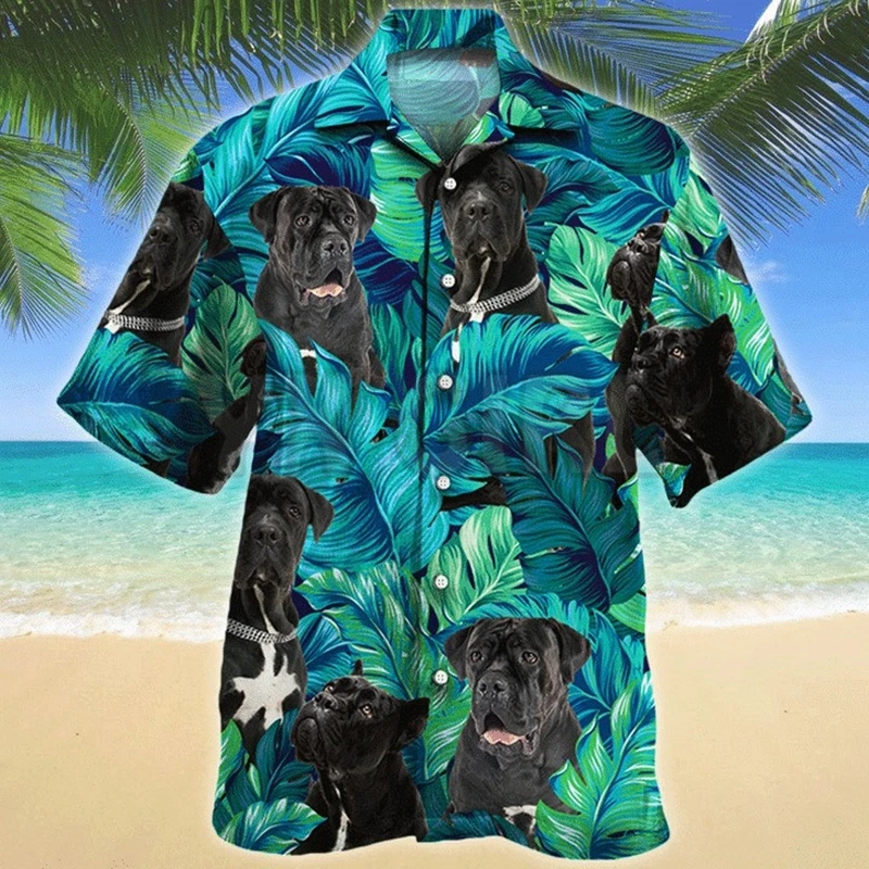 Cane Corso Tropical Pattern Hawaiian Shirt 3D All Over Printed Hawaiian Shirt Men's For Women's Harajuku Casual Shirt Unisex