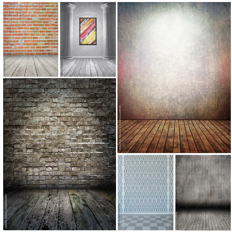 

SHENGYONGBAO Vintage Brick Wall And Wooden Floor Spotlight Photography Background Photo Background Studio Props 22816 QD-04