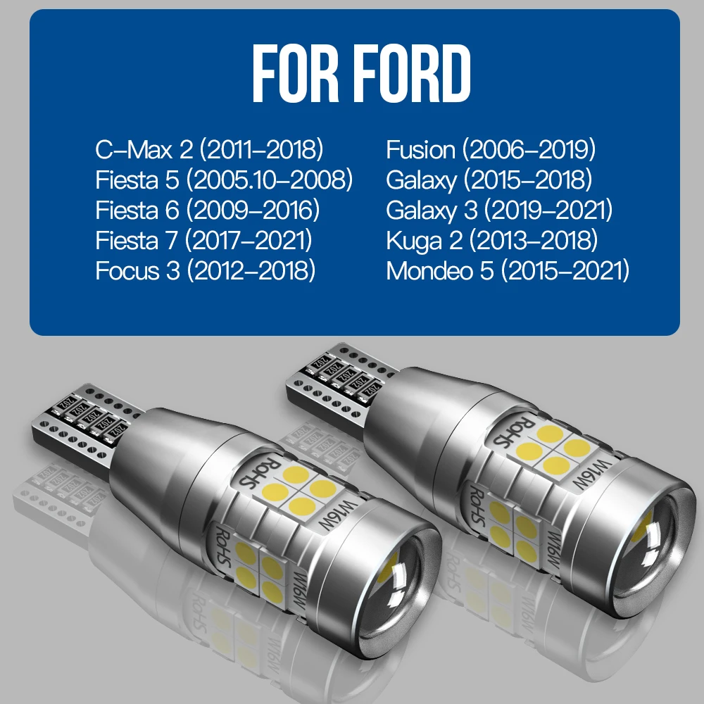 Светодиодная лампа заднего хода W16W T15 921 Canbus для Ford C-Max 2 Fiesta 5 6 7 Focus 3 Fusion Galaxy Kuga Mondeo