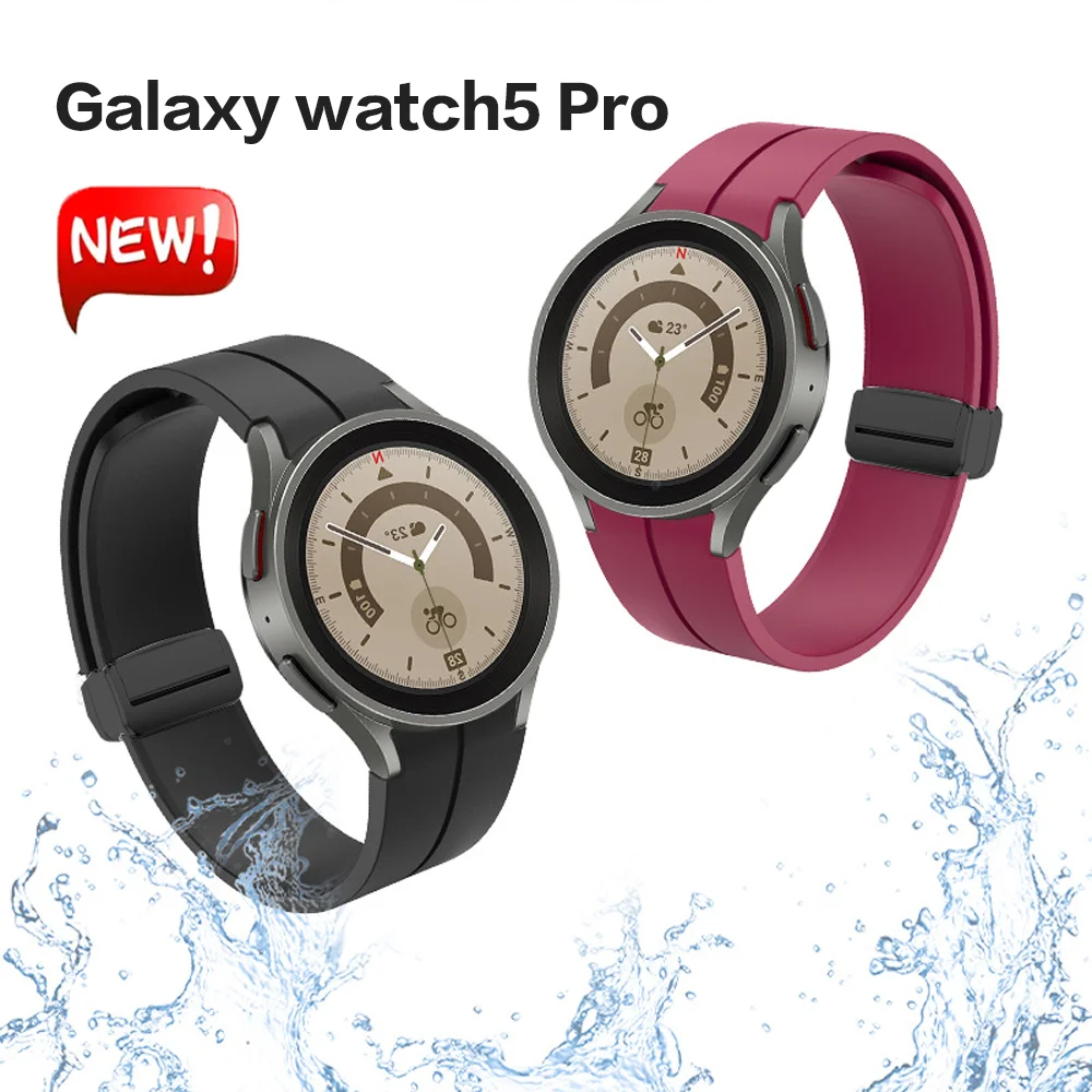 Original Silicone Straps For Samsung Watch 4/5 40 44mm Watch 5 Pro 45mm Band Magnetic Buckle For Galaxy Watch 4 Classic 42 46mm