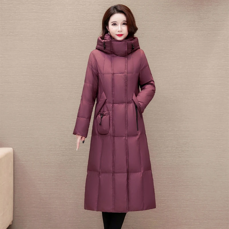 Длинное зимнее пальто женское S-3XL с капюшоном утепленная теплая одежда женская