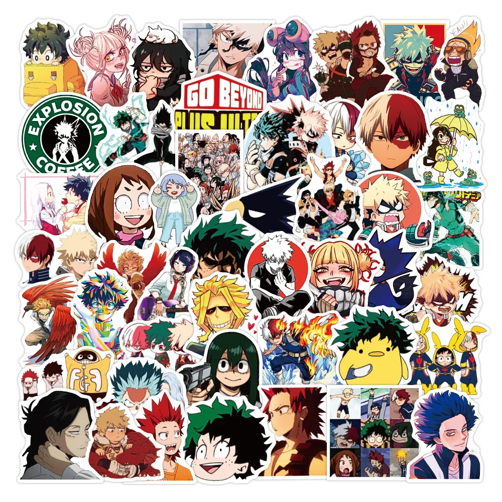 

100pcs Anime My Hero Academia Stickers Phone Car Case PVC Laptop Luggage Car Fridge DIY Styling Vinyl Home Decor Pegatina