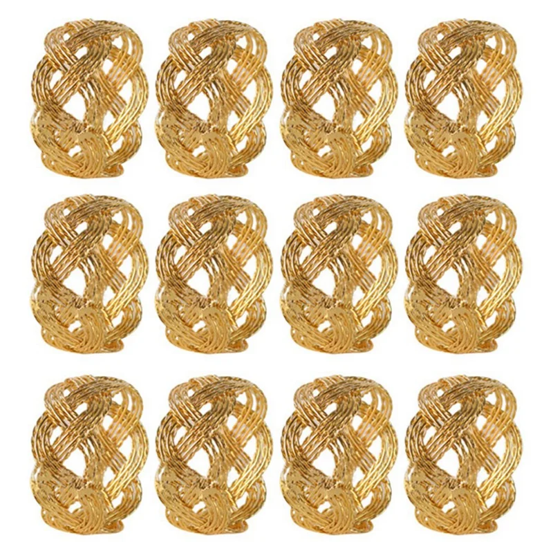 

12Pcs Napkin Ring Metal Napkin Buckle For Wedding Party Hotel Festive Table Decoration Table Accessories