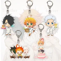 the promised neverland q version acrylic keychain cartoon printed figures pendant key chain cosplay jewelry friends gift