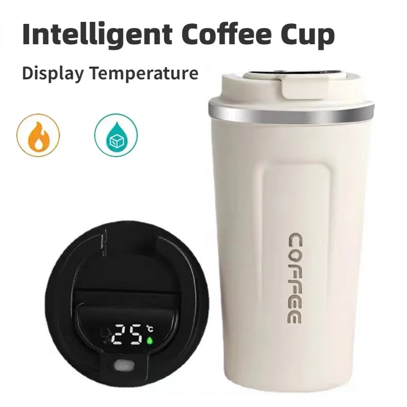 

350/500ml Stainless Steel Coffee Cup Travel Thermal Mug Leak-Proof Thermos Bottle Tea Mug Insulated Cups Display Temperature