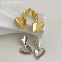 south koreas new metal heart shaped patchwork earrings for womens fashion unusual jewelry christmas gift accessories
