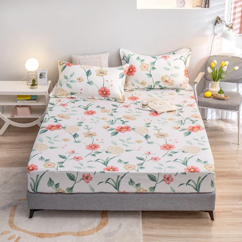

Fitted Sheet Cotton Material Mattress Cover Printing Bed Sheets Queen Size With Elastic Band Bedsheet 160x200 180x200