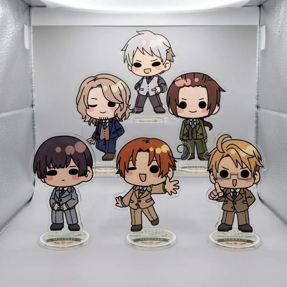 Фото Брелок-подставка из акрила 10 см по мотивам Hetalia Axis Powers: HD Чиби, милые персонажи Ван Яо, Альфред, Фелициано, Гильберт, Кику, Франсис. Декор для стола, подарок для фанатов. №1