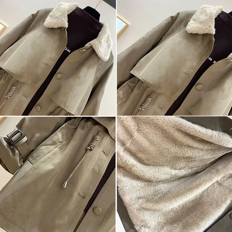 Plus-size Women's Wear 2022 Women's Medium Length Slimming Overalls Winter Coat with Large Fur Collar and Extra Thickness