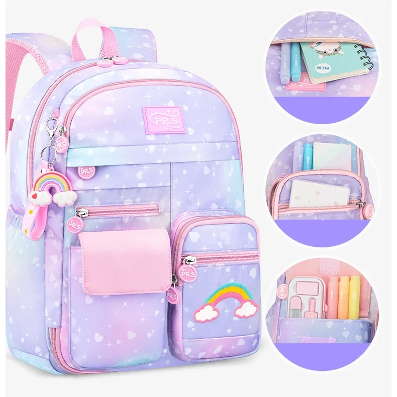 Cute Girl Princess Rainbow Sweet Schoolbags 2022 New All-match Grade 1-6 Primary Children Boy High-capacity Light Backpacks Hot