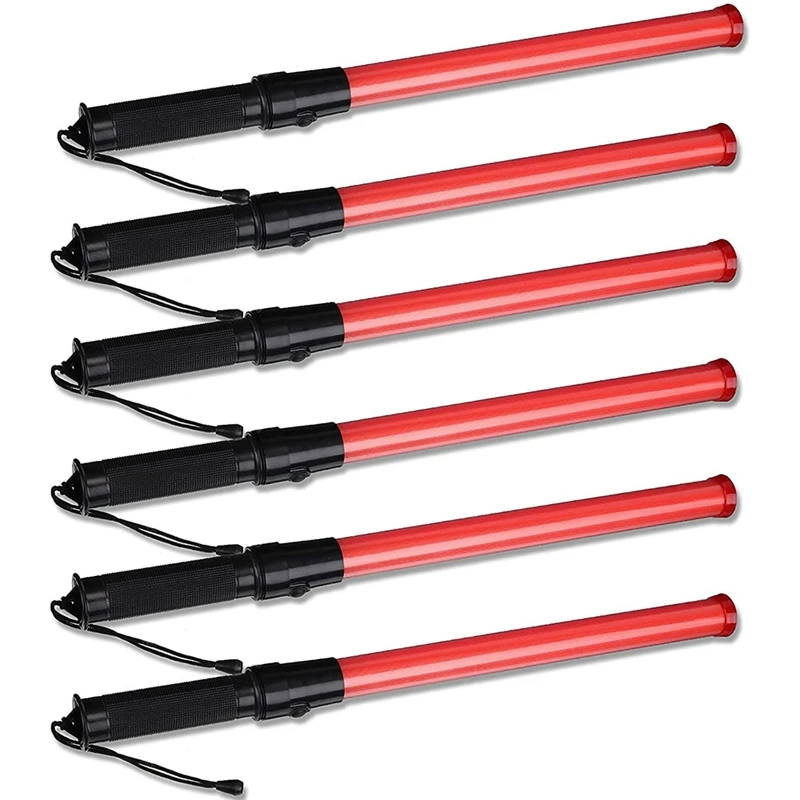 

6 Pieces 41Cm Signal Traffic Wand Safety Traffic Wand Lighted LED Traffic With 2 Flashing Patterns