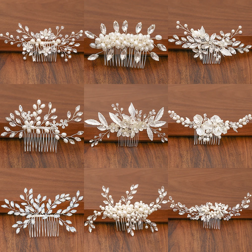 

Silver Color Pearl Rhinestone Wedding Hair Combs Hair Accessories For Women Accessories Hair Ornaments Jewelry Bridal Headpiece