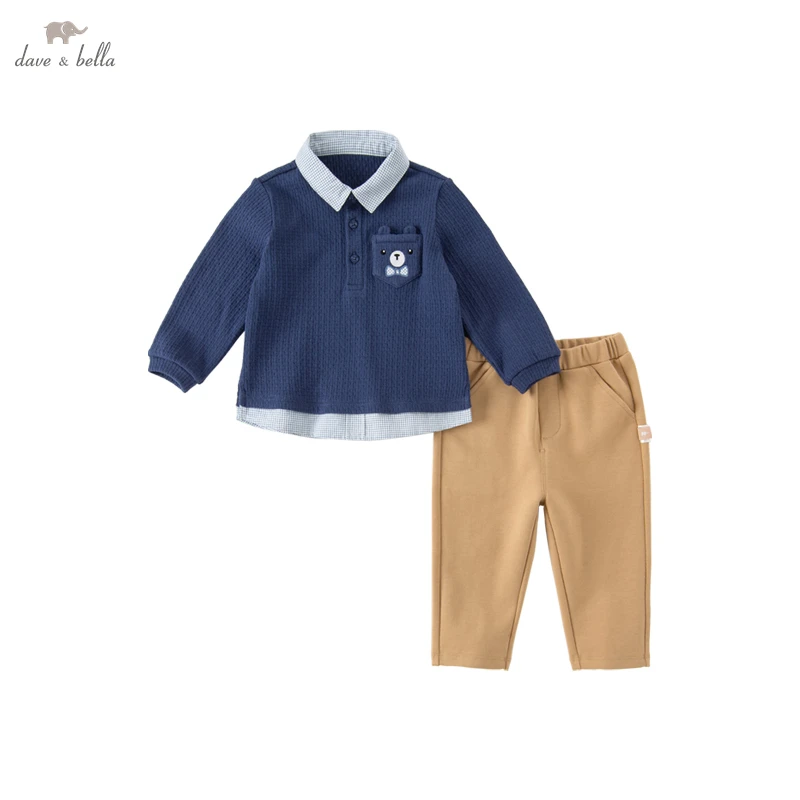 

Dave Bella Boys Clothing Set Autumn Long Sleeve Polo Shirt+Straight Pants 2pcs Boys Casual Toddler Kids Clothes DB3222634