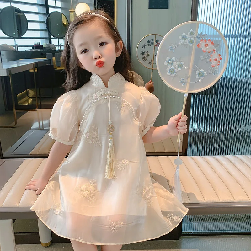 

new girls' dress Children's clothing 2023 summer floral children's short-sleeved skirt for girls kitty dress