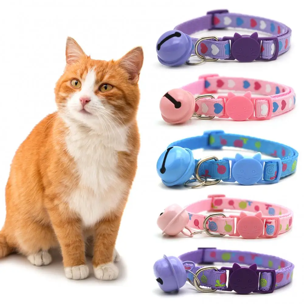 

PVC Adjustable Cute Beautiful Bell Pet Supplies Collar Cat Dog Buckle Lollipop Candy Color Style Purple Appearance With