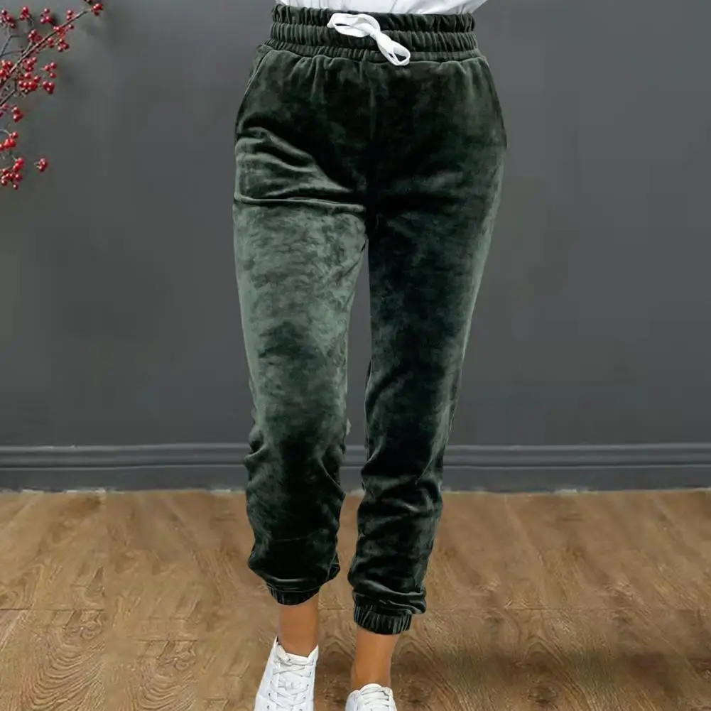 

Women Pants High Waist Drawstring Elastic Waist Fall Sweatpants Solid Color Ankle-banded Lady Sports For Winter Fall