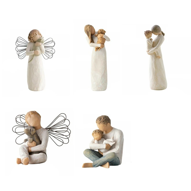 

Mom and Son Figurine Home Ornament Resin Crafts Dad and Children Sclupture Decor Tabletop Christmas Gift for Family