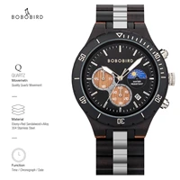 wooden watch bobo bird mens wristwatch new fashion top moonphase quartz watches chronograph clock luminous timepiece gift box