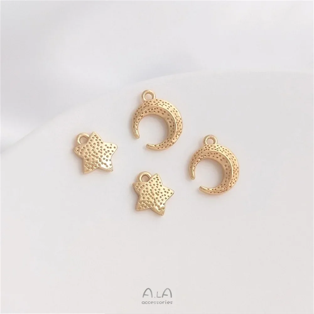 14 К Цвет Золотая Звезда Луна Подвеска Ювелирные Изделия Ручной Работы Маленькие