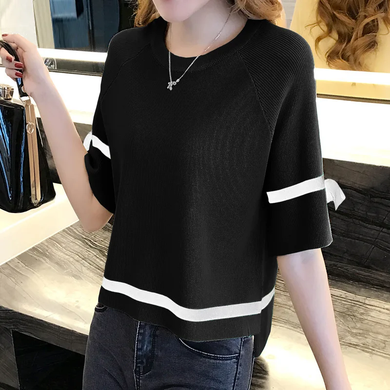 Женская футболка с расклешенными рукавами Свободный Повседневный пуловер