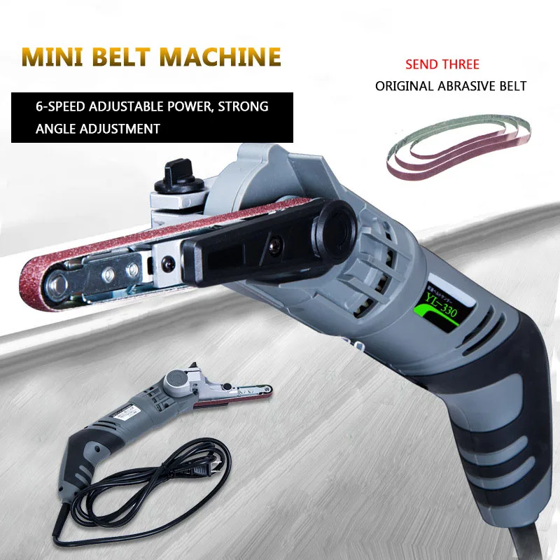 

220V Mini Belt Grinder YL-330 Small Sandpaper Machine Forming Polishing Machine Ring Belt Machine Polishing Tool