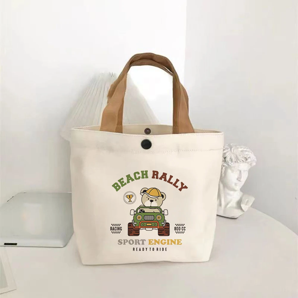 Маленькие холщовые сумки-тоут с ручками Женская мини-сумка японский Ланч-бокс