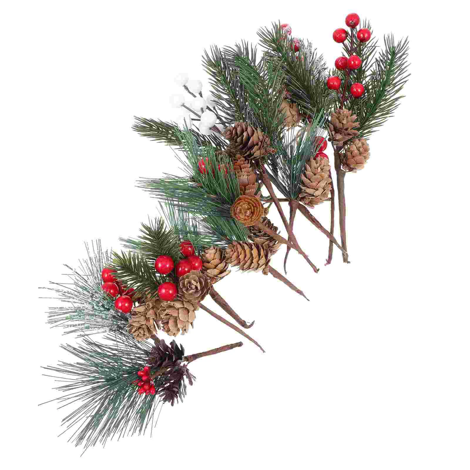 

Pine Berriesdecors Fake Cones Artificial Picks Simulation Snowy Berry Red Flower Ornaments Set Branch Decorativediy Cone
