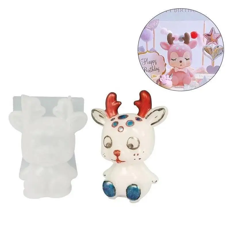 3D Рождественский Мягкий Мультяшный Олень Силиконовая Форма Для Выпечки Стерео